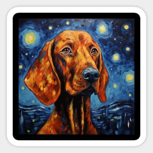 Redbone coonhound Night Portrait Sticker